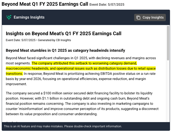 Beyond Meat Earnings Insight