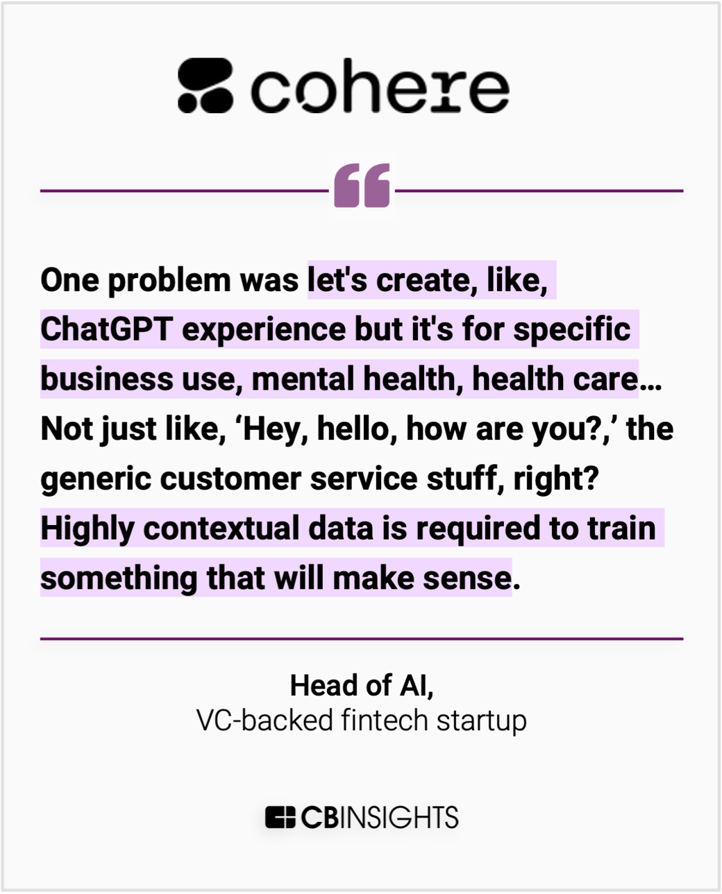 cohere quote_fintech startup_head of ai