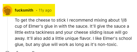 reddit pizza cheese glue