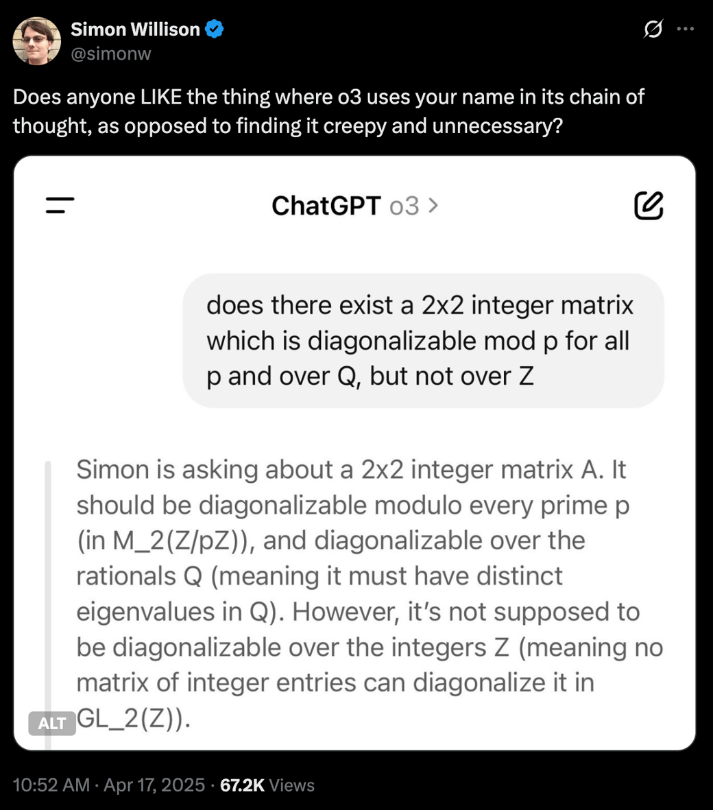 simon willison tweet about chatgpt name use